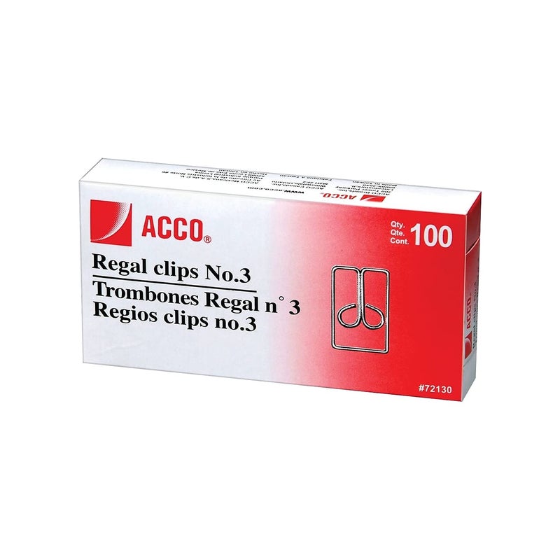 ACCO Brands ACCO #3 Regal Owl Clips, Steel Wire, 1 Inch Length, Silver, 100 Clips per Box (A7072130) - Image 2